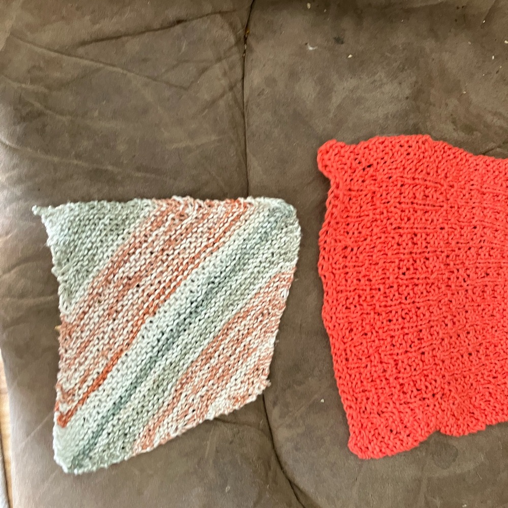 Hand knitted wash or dish clothes